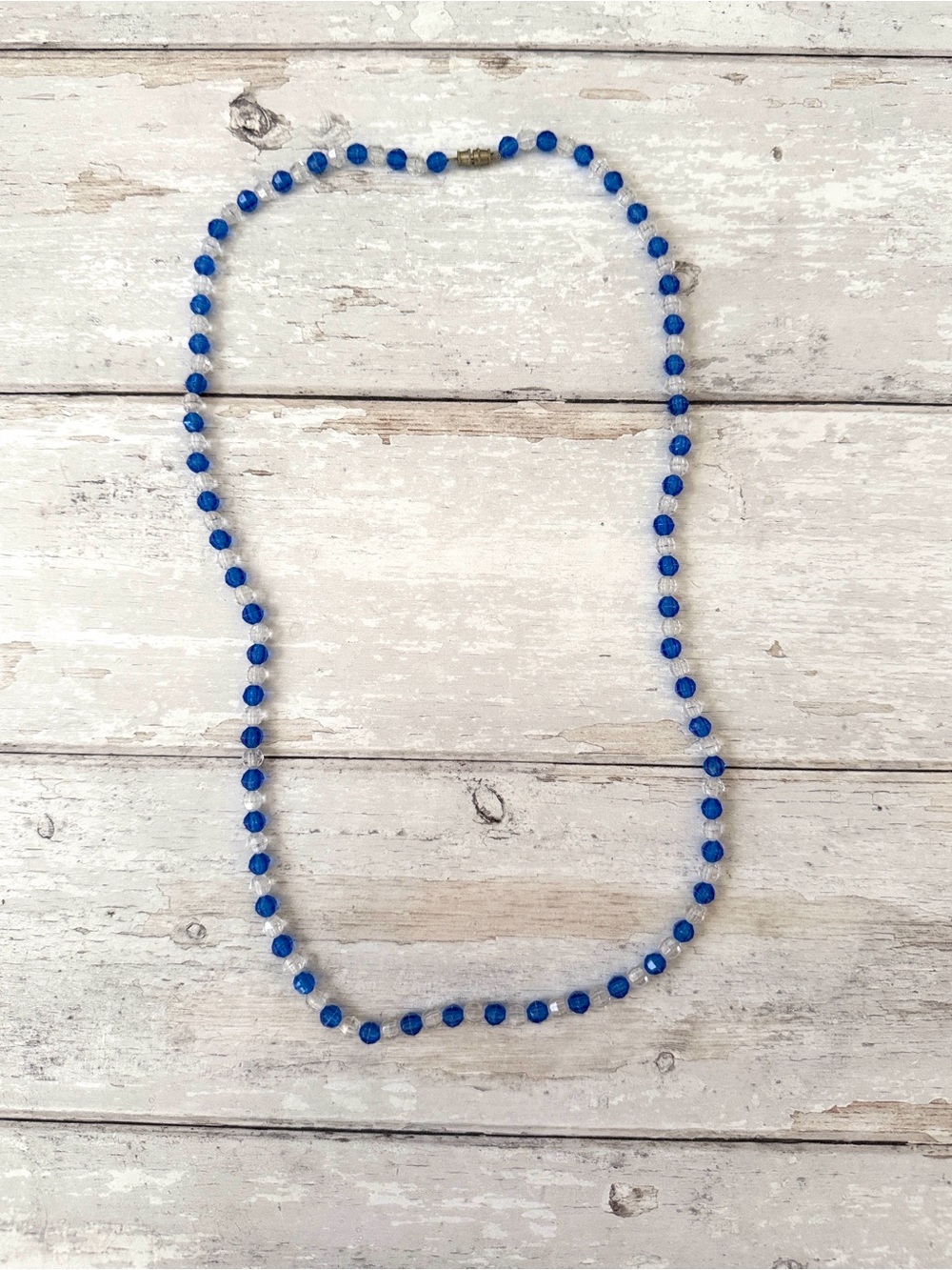 Urban Outfitters Blue Clear Beaded Necklace Extra Long 26in Statement Jewelry - Picture 1 of 1
